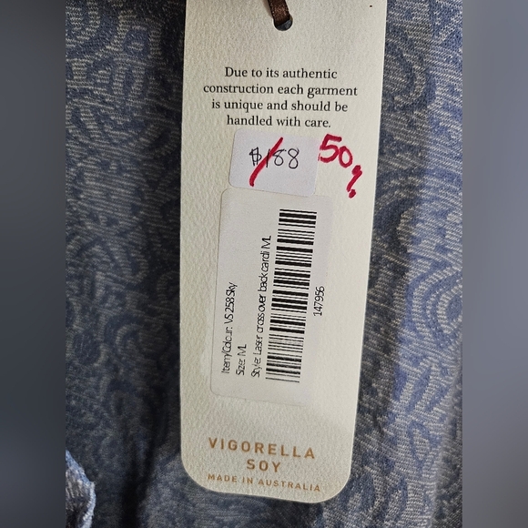 Vigorella Elegant Blue Open-Front Cardigan - Picture 4 of 8